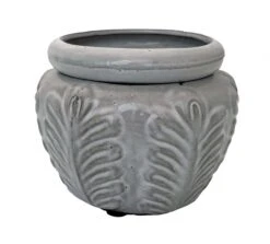 Leaf Self Watering Glazed Ceramic Pot - White - 6.25 X 4.75"