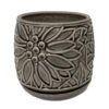 Botanical Delica Ceramic Pot With Attached Saucer - 6" X 6.25" - Grey