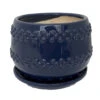 Seneca Ceramic Pot With Attached Saucer - 5" X 4.25" - Blue