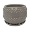 Seneca Ceramic Pot With Attached Saucer - 5" X 4.25" - Light Grey