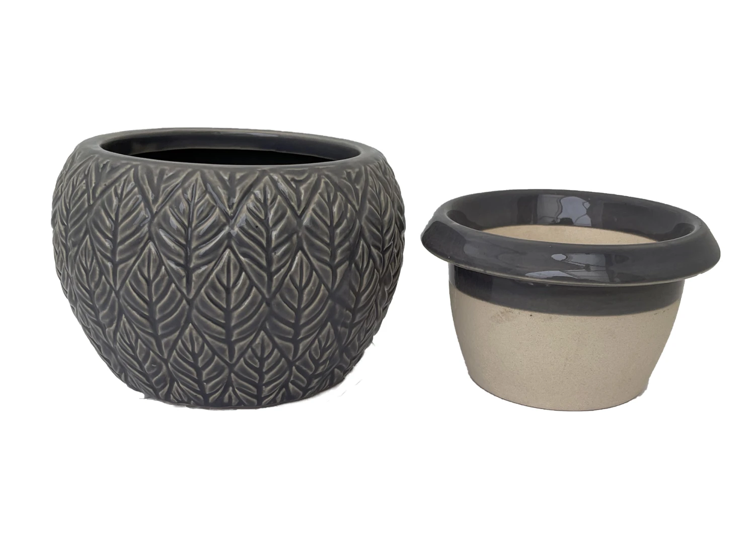 Sherborn Self Watering Glazed Ceramic Pot - Titanium - 5.25 X 4.25" - Image 2